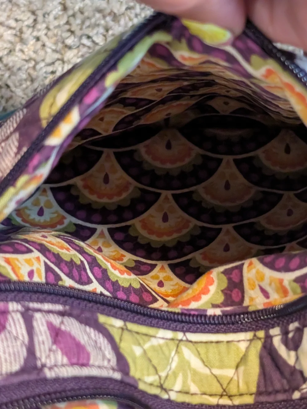 Vera Bradley Purple Quilted Floral Crossbody with Multicolor Accents